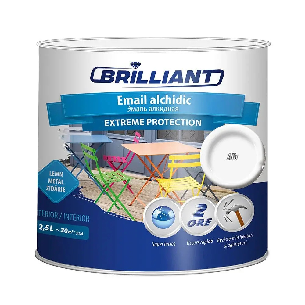 Email alchidic Brilliant Extreme alb-murdar 2.5L